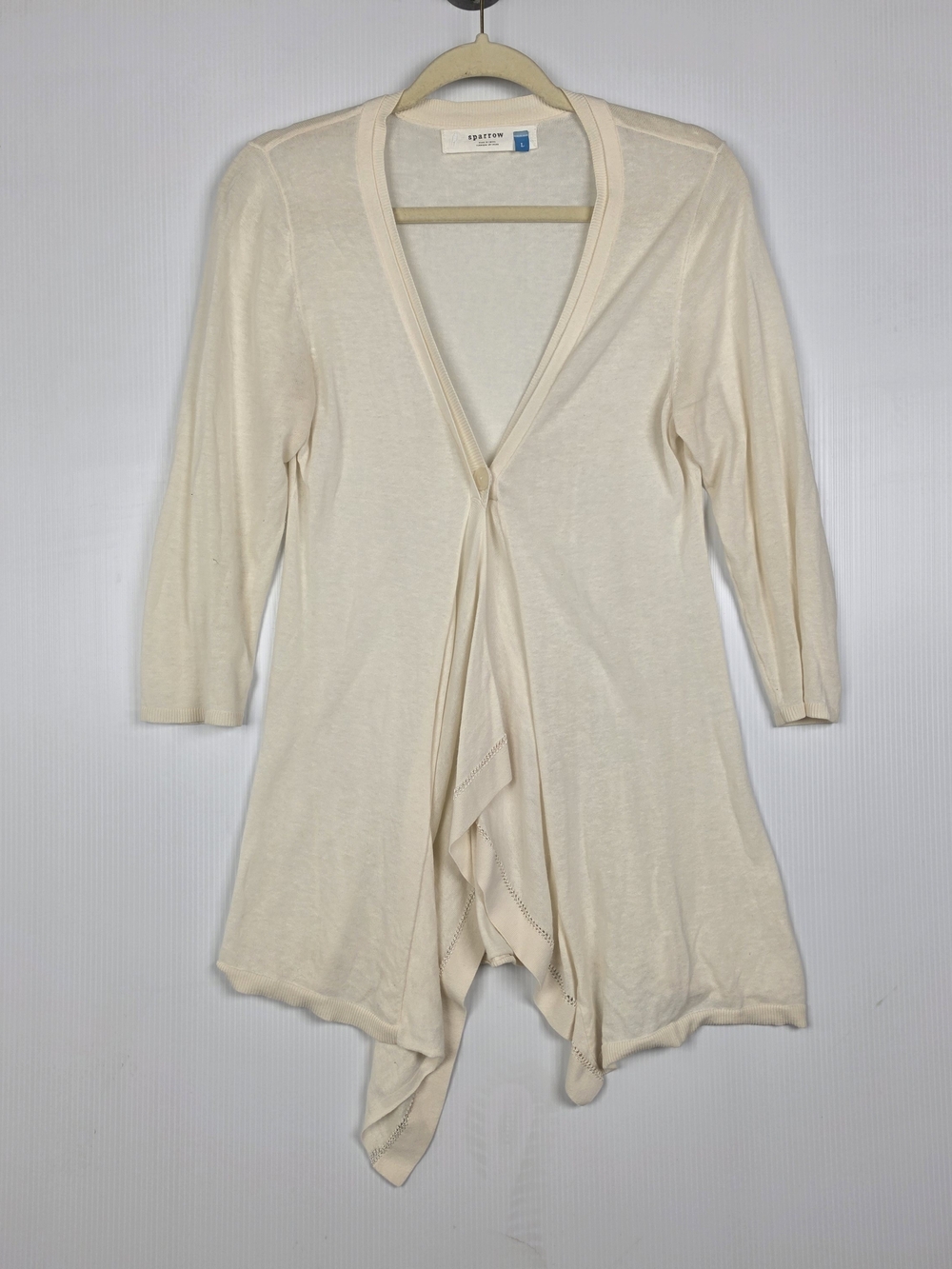 sparrow Lightweight Draped Open-Front Women's Cardigan in Cream